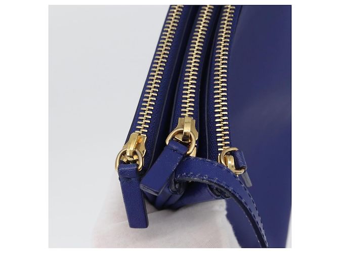Céline CELINE Trio Large Shoulder Bag Leather Blue Gold - vista 10