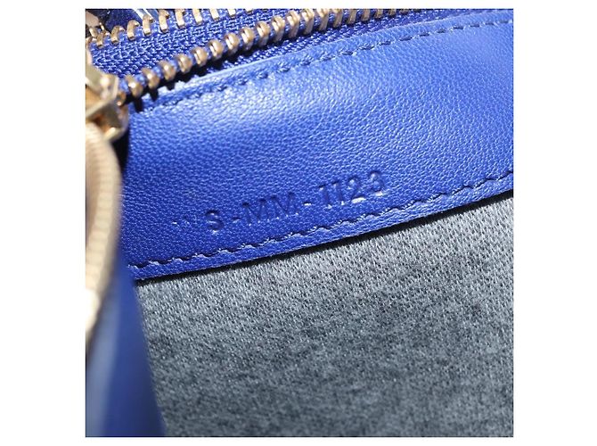 Céline CELINE Trio Large Shoulder Bag Leather Blue Gold - vista 12