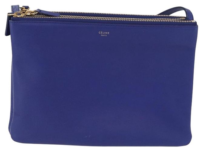 Céline CELINE Trio Large Shoulder Bag Leather Blue Gold - vista 13