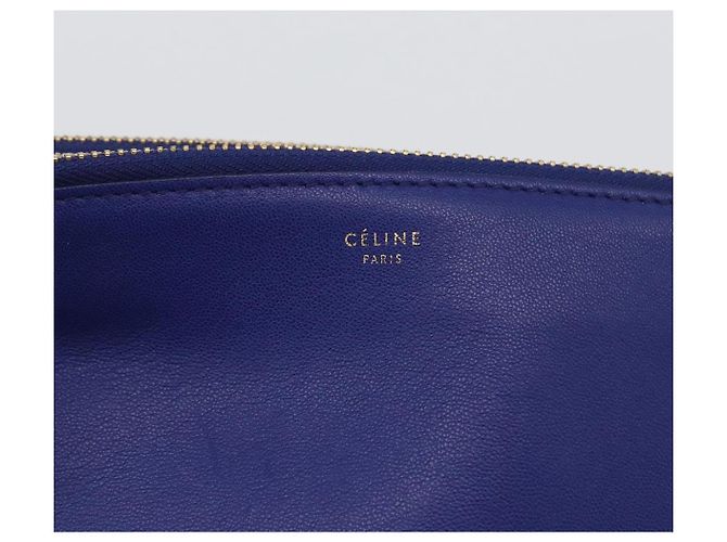 Céline CELINE Trio Large Shoulder Bag Leather Blue Gold - vista 17