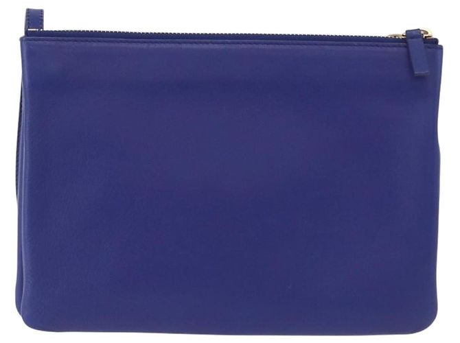Céline CELINE Trio Large Shoulder Bag Leather Blue Gold - vista 2