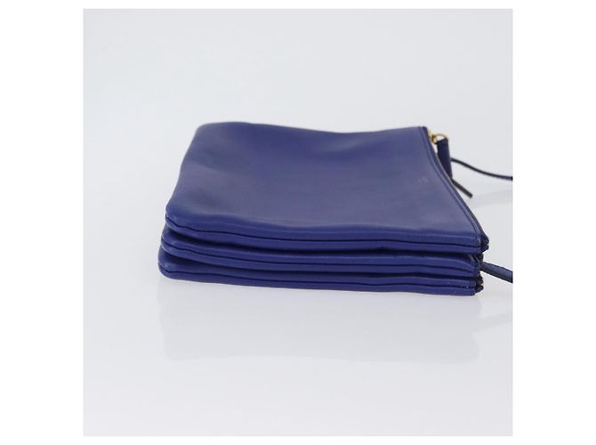 Céline CELINE Trio Large Shoulder Bag Leather Blue Gold - vista 3