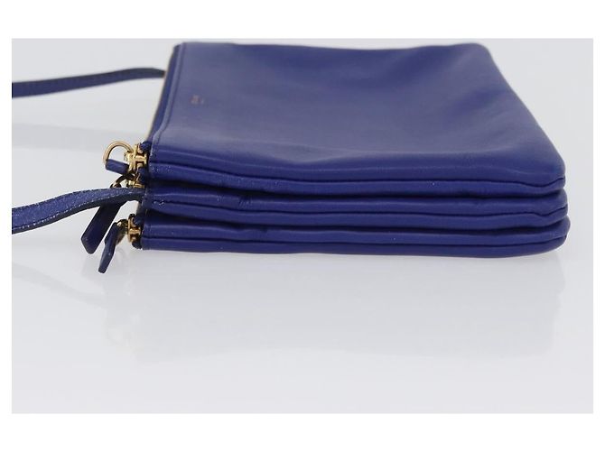 Céline CELINE Trio Large Shoulder Bag Leather Blue Gold - vista 4