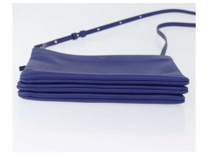 Céline CELINE Trio Large Shoulder Bag Leather Blue Gold - vista 5