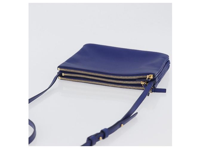 Céline CELINE Trio Large Shoulder Bag Leather Blue Gold - vista 6