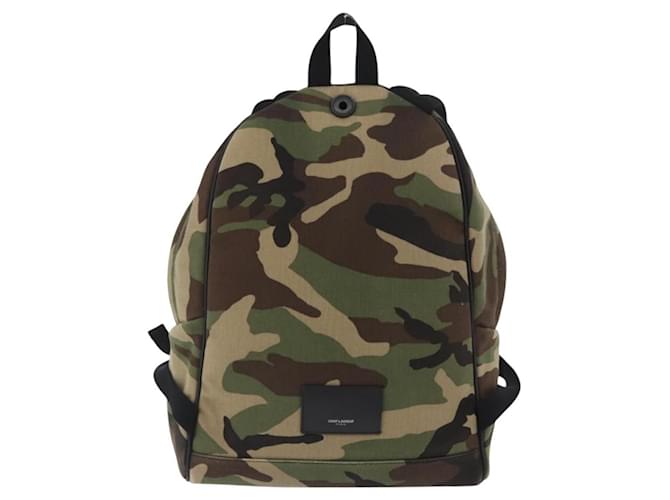 SAINT LAURENT Backpack Canvas Khaki Silver Camouflage - vista 2