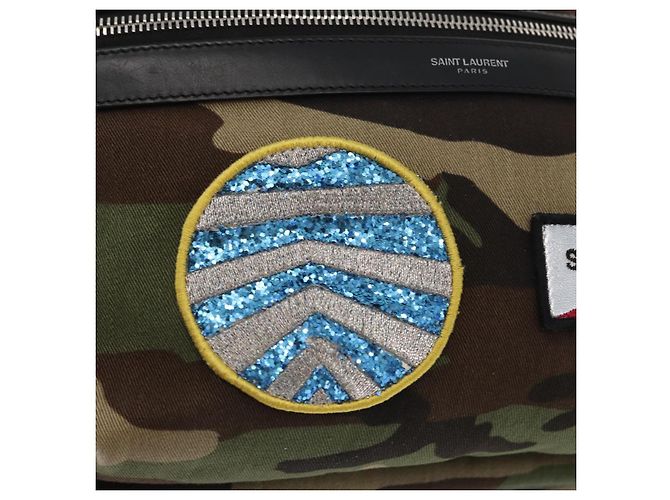 SAINT LAURENT Backpack Canvas Khaki Silver Camouflage - vista 20