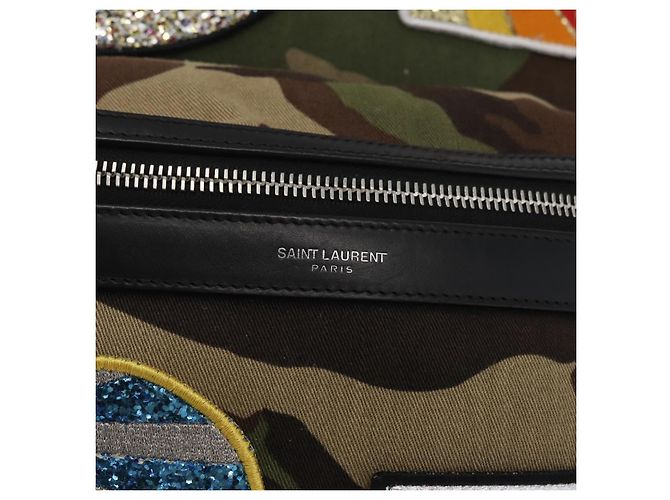 SAINT LAURENT Backpack Canvas Khaki Silver Camouflage - vista 21