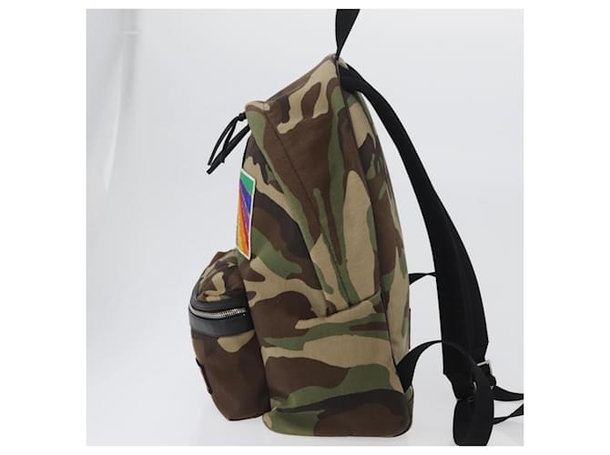 SAINT LAURENT Backpack Canvas Khaki Silver Camouflage - vista 3
