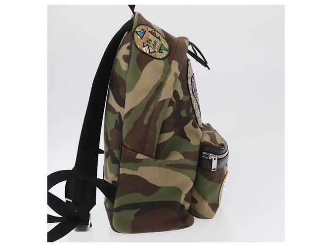 SAINT LAURENT Backpack Canvas Khaki Silver Camouflage - vista 4
