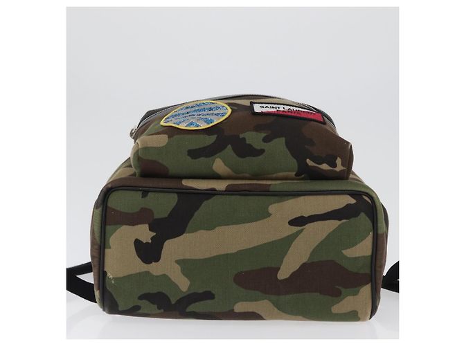 SAINT LAURENT Backpack Canvas Khaki Silver Camouflage - vista 5