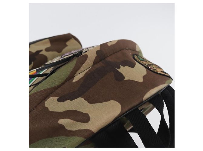 SAINT LAURENT Backpack Canvas Khaki Silver Camouflage - vista 6
