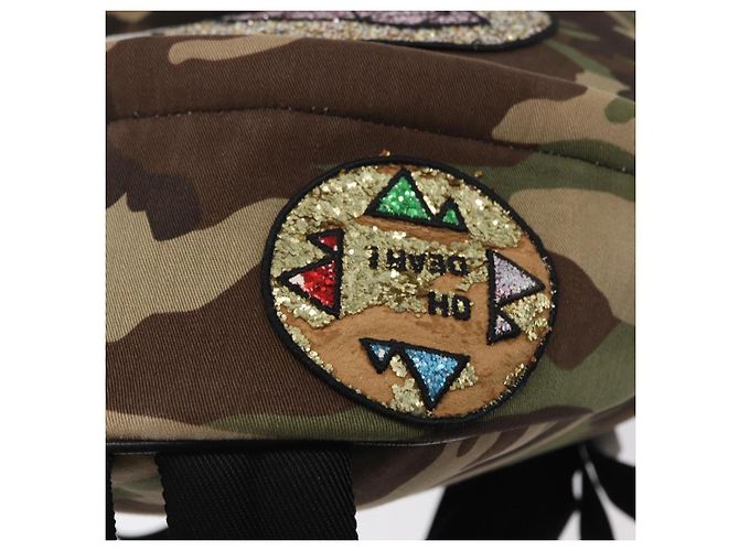 SAINT LAURENT Backpack Canvas Khaki Silver Camouflage - vista 7
