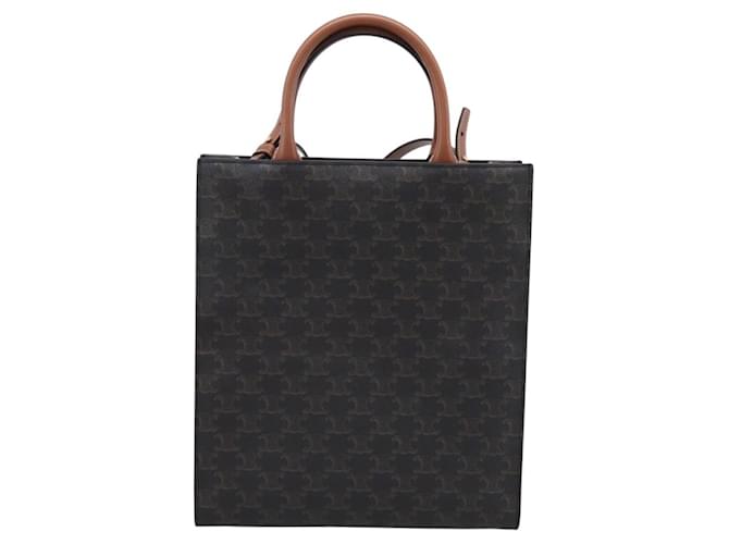 Céline Celine Vertical Cabas Tote Triomphe beschichtetes Canvas Large Braun - Ansicht 2