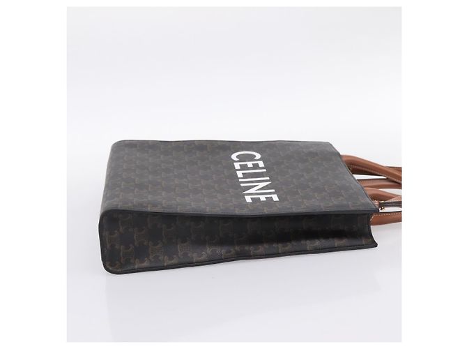 Céline Celine Vertical Cabas Tote Triomphe beschichtetes Canvas Large Braun - Ansicht 4