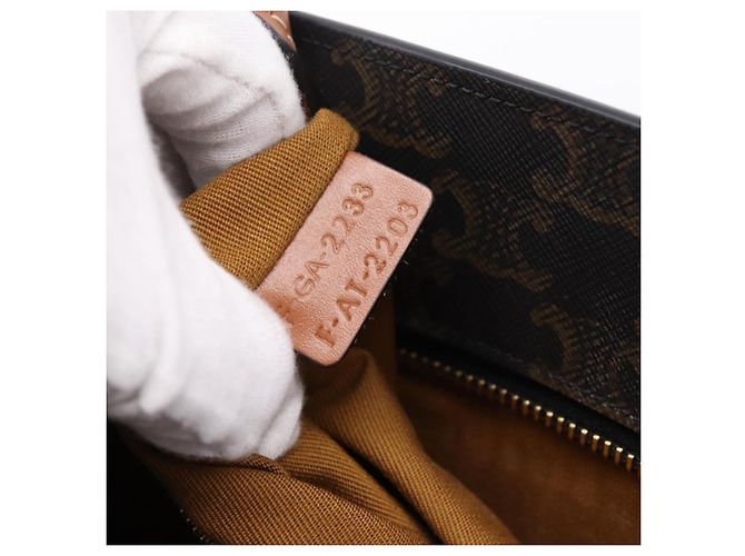 Céline Celine Vertical Cabas Tote Triomphe beschichtetes Canvas Large Braun - Ansicht 6