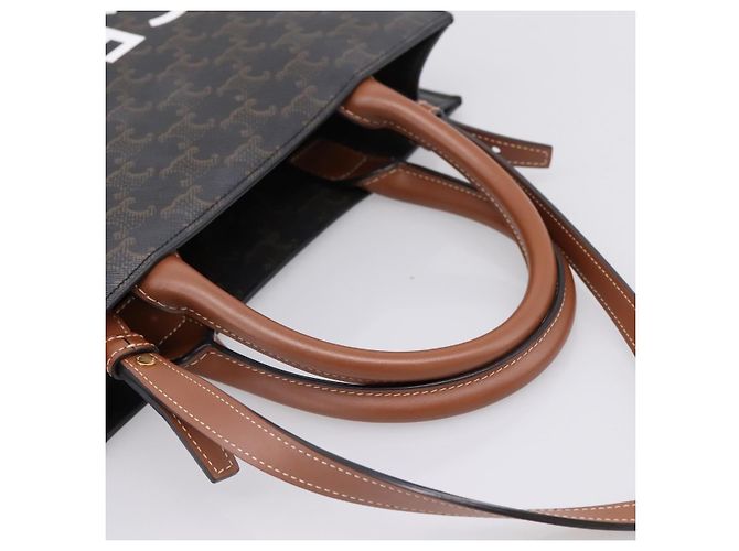 Céline Celine Vertical Cabas Tote Triomphe beschichtetes Canvas Large Braun - Ansicht 7