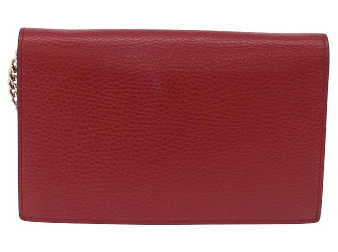 Portafoglio con catena Gucci Interlocking in pelle Rosso - vista 2