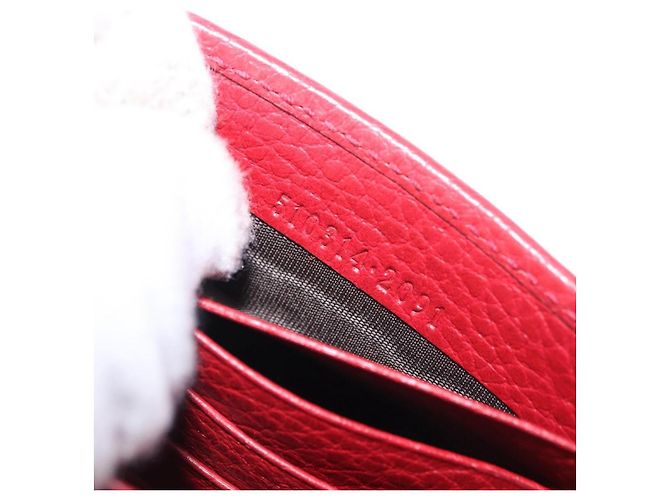 Portafoglio con catena Gucci Interlocking in pelle Rosso - vista 7
