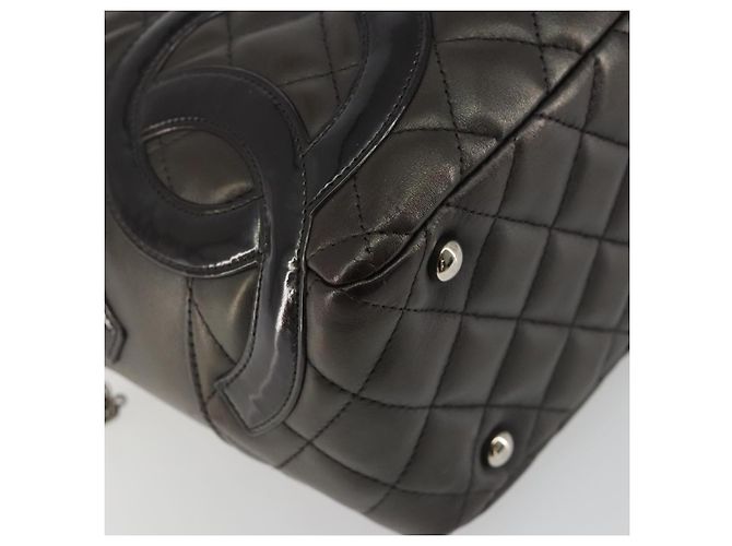 Borsa Bowling Matelassé CHANEL Linea Cambon in Pelle Marrone Scuro CC Auth 198322SAV Argento - vista 11
