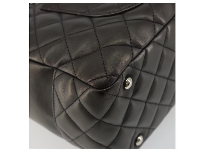 Borsa Bowling Matelassé CHANEL Linea Cambon in Pelle Marrone Scuro CC Auth 198322SAV Argento - vista 13