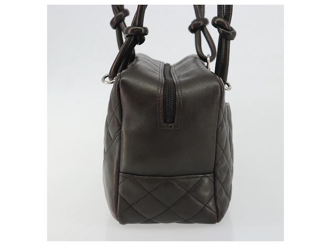 Borsa Bowling Matelassé CHANEL Linea Cambon in Pelle Marrone Scuro CC Auth 198322SAV Argento - vista 4