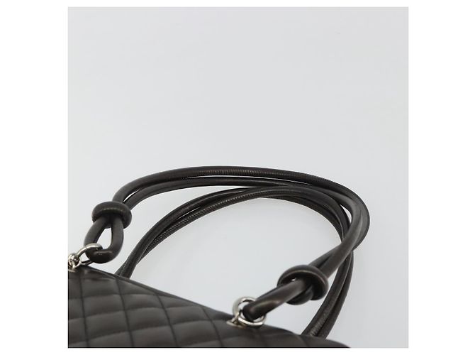 Borsa Bowling Matelassé CHANEL Linea Cambon in Pelle Marrone Scuro CC Auth 198322SAV Argento - vista 8
