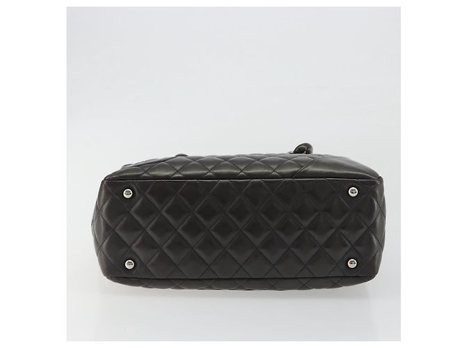 Borsa Bowling Matelassé CHANEL Linea Cambon in Pelle Marrone Scuro CC Auth 198322SAV Argento - vista 9