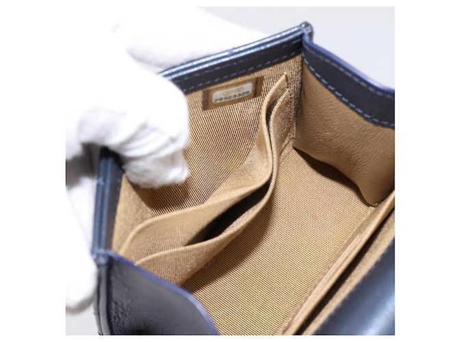 Borsa CHANEL Mini Matelasse Chain Pearl Bag Goatskin Navy Gold CC Auth 197060SAM D'oro Blu navy - vista 21