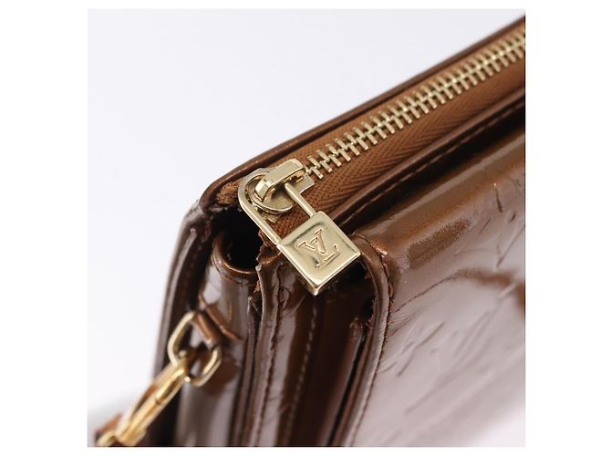 LOUIS VUITTON Monogram Vernis Motto Accessory Pouch Bronze M91138 LV Auth ka5713 Bronce - vista 14