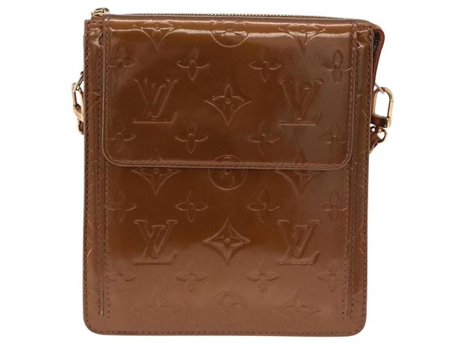 LOUIS VUITTON Monogram Vernis Motto Accessory Pouch Bronze M91138 LV Auth ka5713 Bronce - vista 2