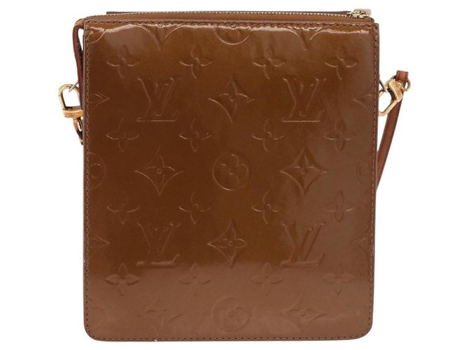 LOUIS VUITTON Monogram Vernis Motto Accessory Pouch Bronze M91138 LV Auth ka5713 Bronce - vista 3