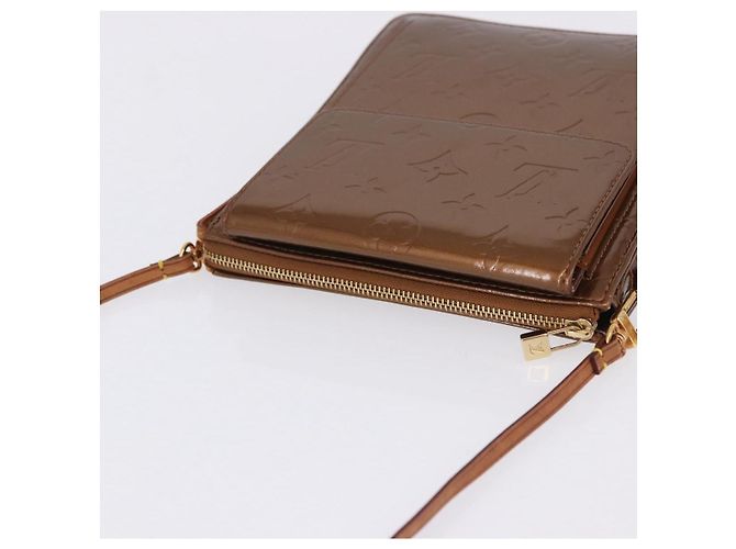LOUIS VUITTON Monogram Vernis Motto Accessory Pouch Bronze M91138 LV Auth ka5713 Bronce - vista 6