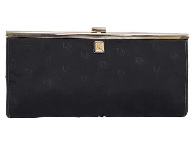 Borsa a Pochette Christian Dior Trotter Canvas Nylon Nero Oro Auth BA15198 D'oro - vista 2