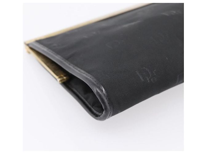 Borsa a Pochette Christian Dior Trotter Canvas Nylon Nero Oro Auth BA15198 D'oro - vista 9