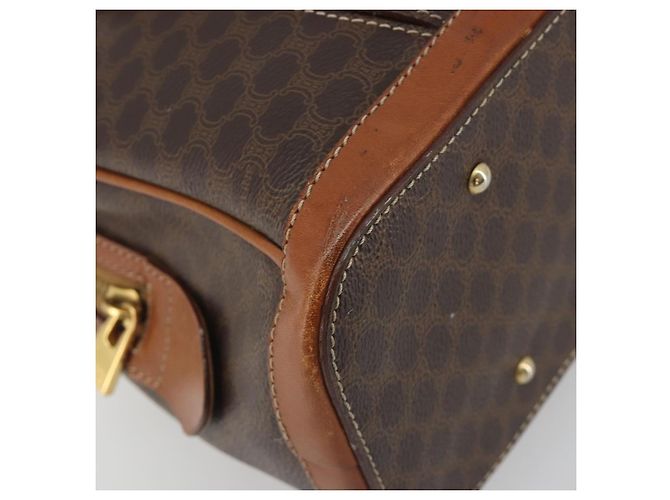 Céline Borsa a mano CELINE Macadam Canvas PVC Leather Brown Gold Auth 196621A Marrone D'oro - vista 11