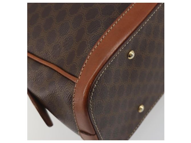 Céline Borsa a mano CELINE Macadam Canvas PVC Leather Brown Gold Auth 196621A Marrone D'oro - vista 13