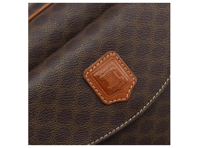 Céline Borsa a mano CELINE Macadam Canvas PVC Leather Brown Gold Auth 196621A Marrone D'oro - vista 14