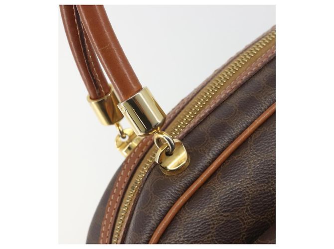 Céline Borsa a mano CELINE Macadam Canvas PVC Leather Brown Gold Auth 196621A Marrone D'oro - vista 15