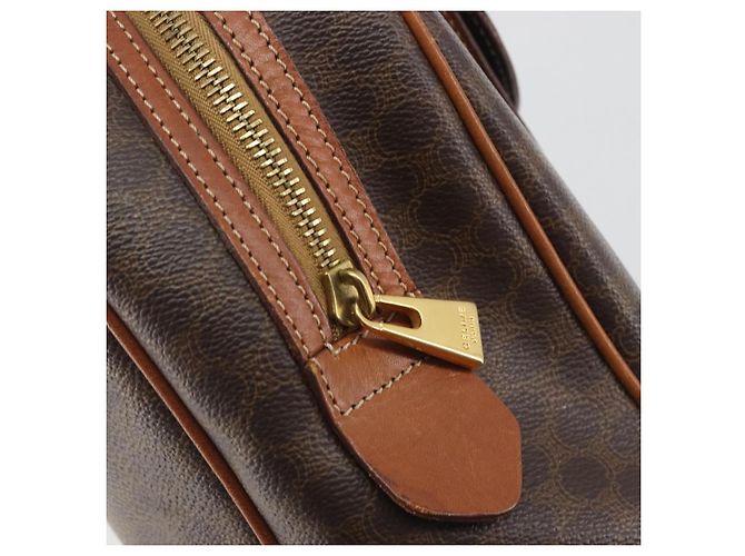 Céline Borsa a mano CELINE Macadam Canvas PVC Leather Brown Gold Auth 196621A Marrone D'oro - vista 16