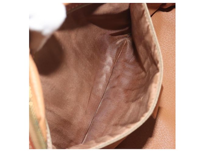 Céline Borsa a mano CELINE Macadam Canvas PVC Leather Brown Gold Auth 196621A Marrone D'oro - vista 22