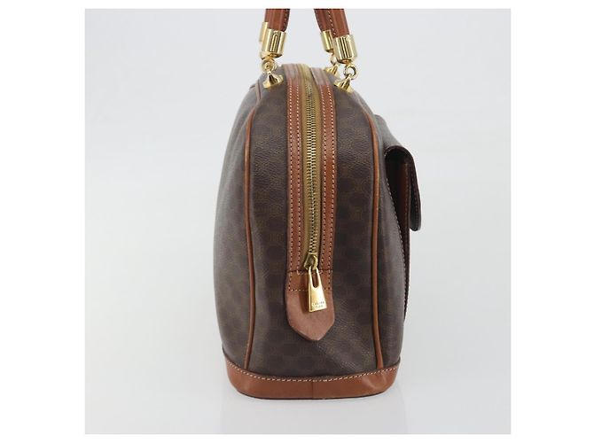Céline Borsa a mano CELINE Macadam Canvas PVC Leather Brown Gold Auth 196621A Marrone D'oro - vista 4