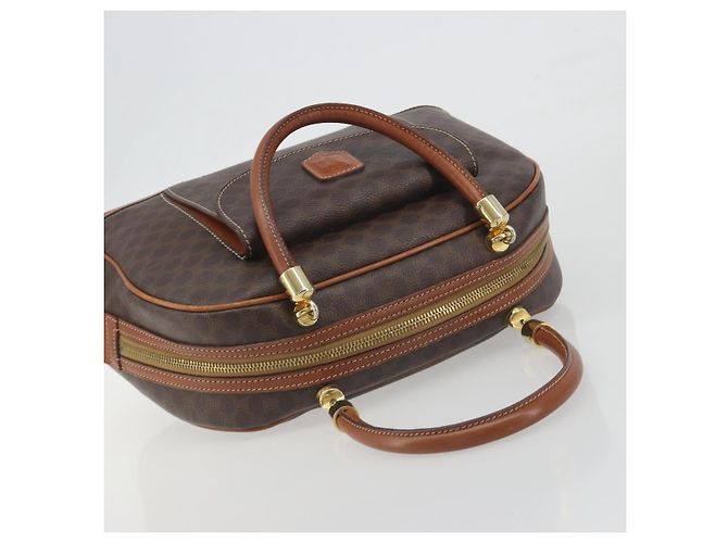 Céline Borsa a mano CELINE Macadam Canvas PVC Leather Brown Gold Auth 196621A Marrone D'oro - vista 6