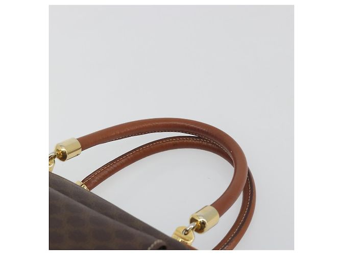 Céline Borsa a mano CELINE Macadam Canvas PVC Leather Brown Gold Auth 196621A Marrone D'oro - vista 8