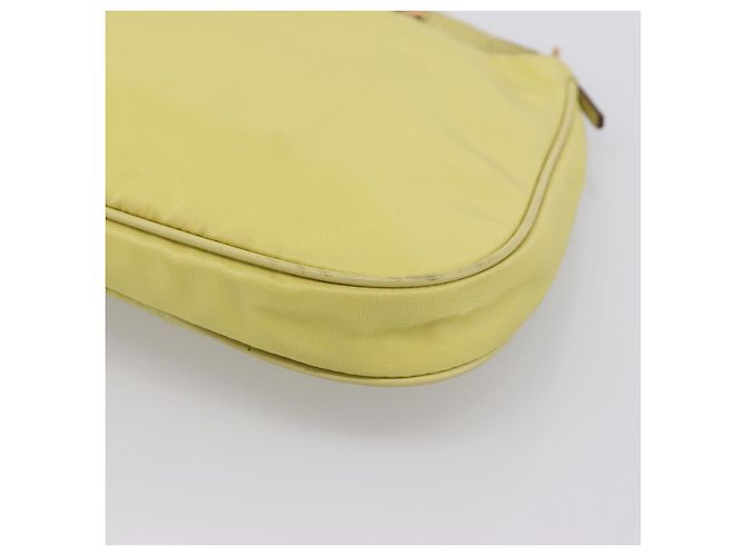 Borsa a Tracolla con Catena PRADA Nylon Giallo Tono Oro Auth 198491A - vista 12