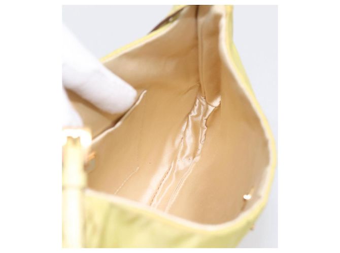 Borsa a Tracolla con Catena PRADA Nylon Giallo Tono Oro Auth 198491A - vista 17