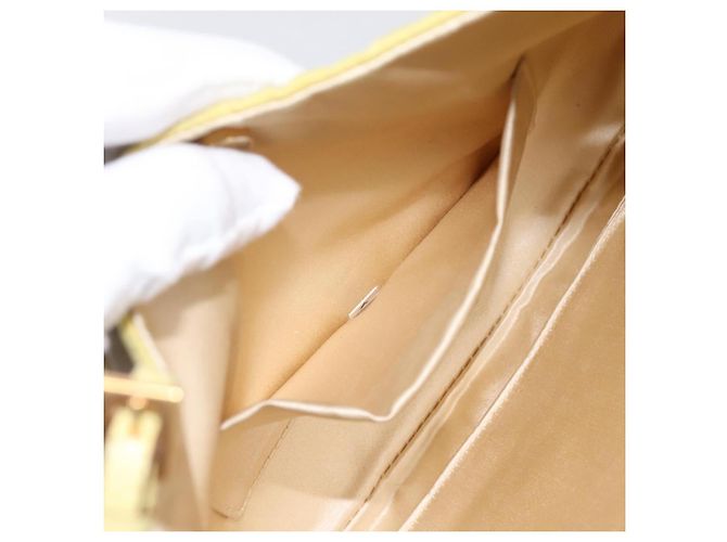 Borsa a Tracolla con Catena PRADA Nylon Giallo Tono Oro Auth 198491A - vista 19