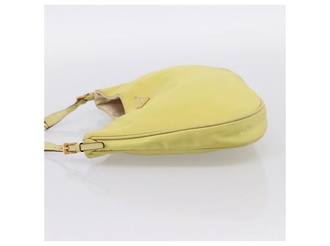 Borsa a Tracolla con Catena PRADA Nylon Giallo Tono Oro Auth 198491A - vista 4