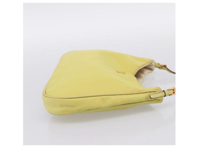 Borsa a Tracolla con Catena PRADA Nylon Giallo Tono Oro Auth 198491A - vista 5