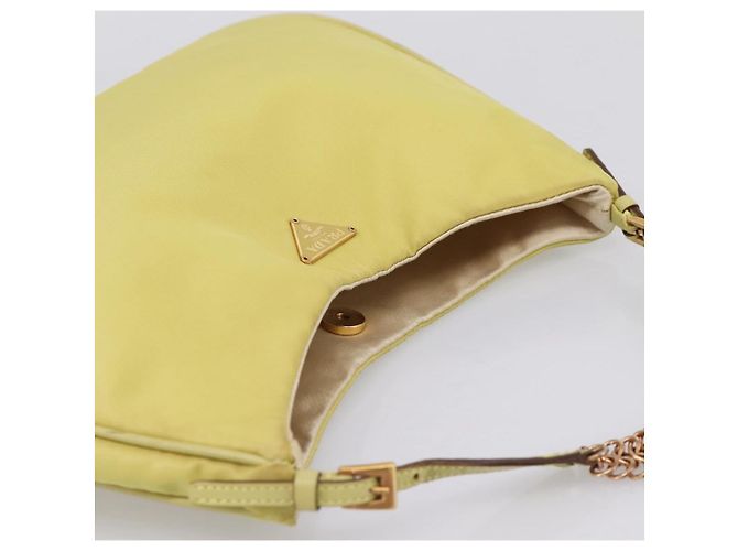 Borsa a Tracolla con Catena PRADA Nylon Giallo Tono Oro Auth 198491A - vista 6